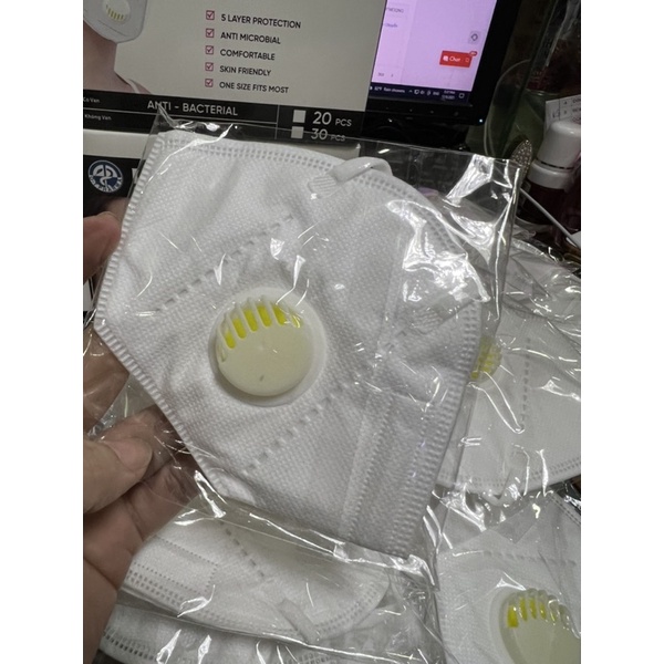 HỘP 20 CÁI Khẩu trang N95-KN95 có van thở chống bụi mịn và bệnh đường hô hấp