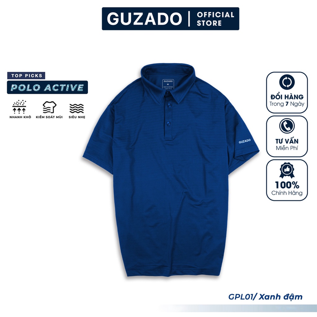 Áo thun nam Polo có cổ Guzado vải coolmax thể thao siêt mát,thiết kế trẻ trung năng động,chuẩn form regular fit GPL01.HN