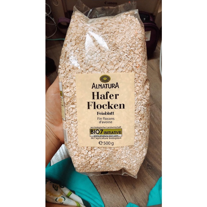 Yến mạch Hafer Flocken Bio Alnatura Đức cán vỡ 500gr