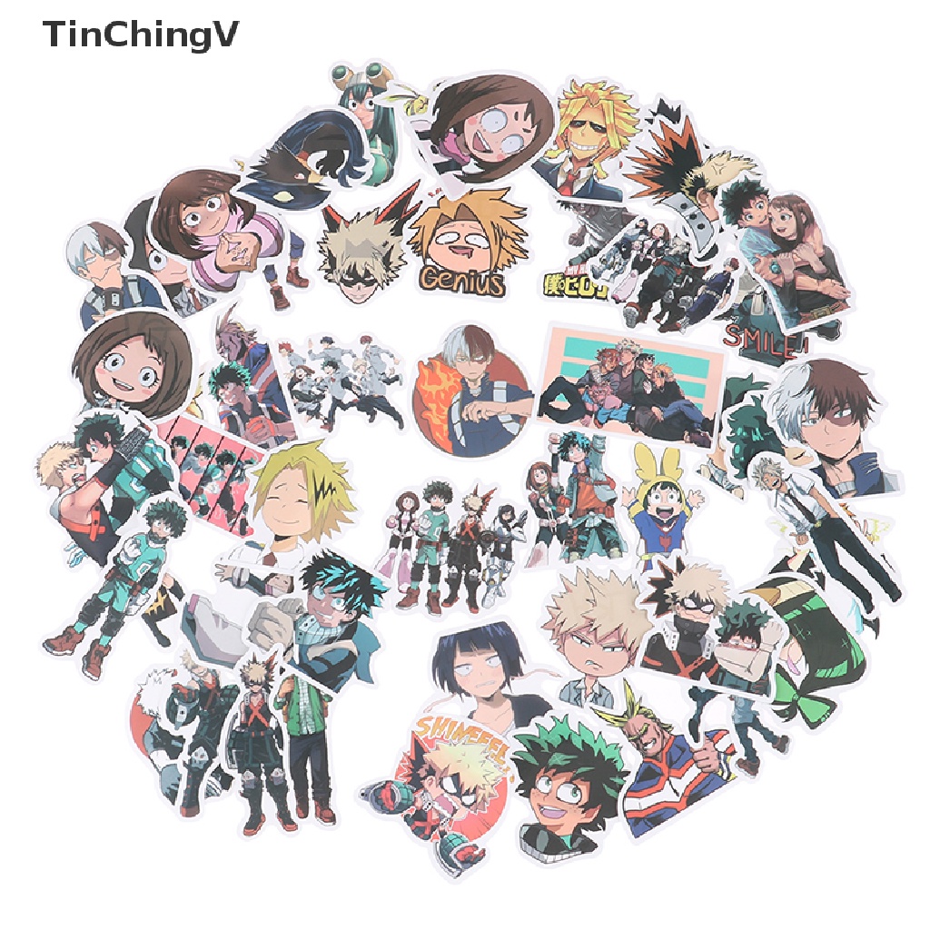 Bộ 50 Miếng Dán Anime My Hero Academia Nhật Bản Trang Trí Ván Trượt / Laptop DIY
