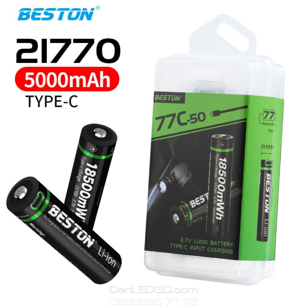 Pin Sạc Lithium-ion BESTON 21700 Dung Lượng 5000mAh Cho Đèn Pin