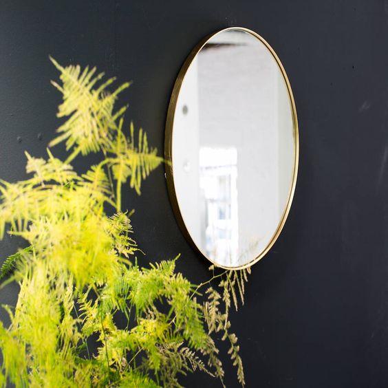 Gương treo tường hình elip viền thép đen vàng trắng cho nhà tắm bàn trang điểm phòng ngủ Gương Decor