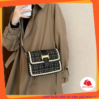 TÚI ĐEO CHÉO NỮ, TÚI ĐI BIỂN PHỐI DẠ QUAI VẢI XINH XẮN PK 153