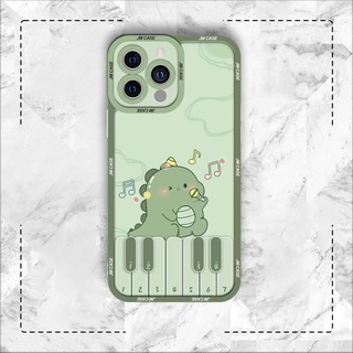Ốp lưng iphone samsung xiaomi oppo cạnh vuông JM CASE khủng long xanh hát