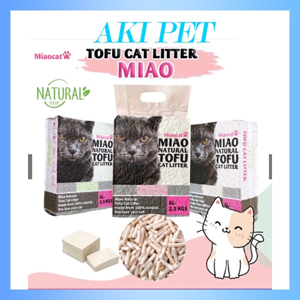Cát đậu nành MIAO NATURAL TOFU khử mùi tốt vệ sinh cho mèo 6L