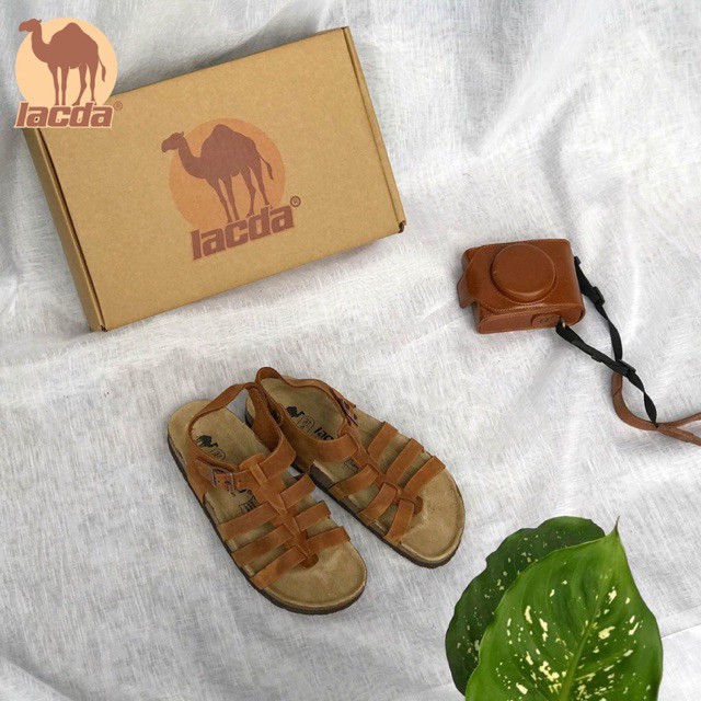  Sandal nam nữ unisex - giày chiến binh đế trấu da thật LSB05 Choco