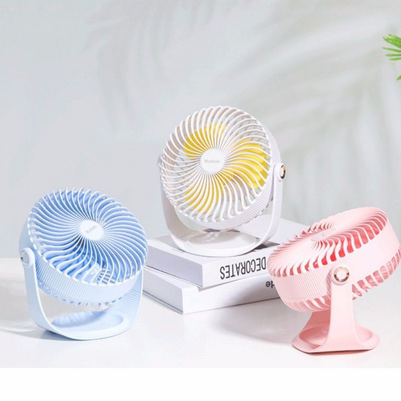 Quạt để bàn tích điện (dùng 7 tiếng liên tục )quay 360 độ mã Y F12 dung lượng 2000mah -Chính hãng yoobao
