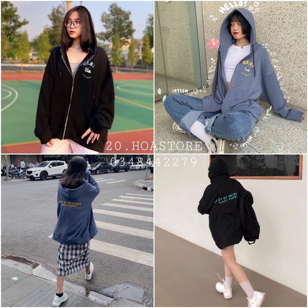 Áo Khoác Nỉ Bông Cardigan PUPPY LAZY 07.07 Unisex Dáng Hoodie SEVENZIA | BigBuy360 - bigbuy360.vn