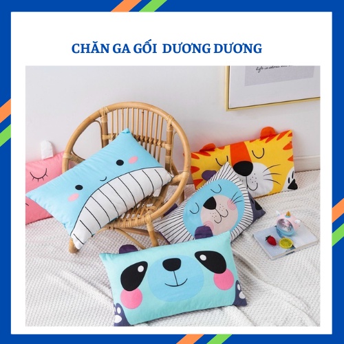 Gối cho bé từ 1 - 9 tuổi vải cotton 100% ruột bông gạo có khoá kéo , gối trẻ em kích thước 30x50cm