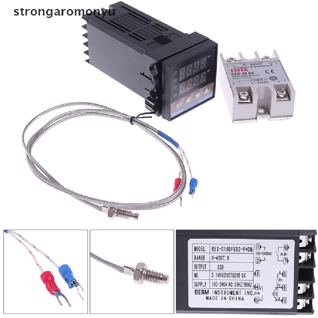 【YU】 100-240VAC PID REX-C100 Temperature Controller SSR-40A Thermocouple .