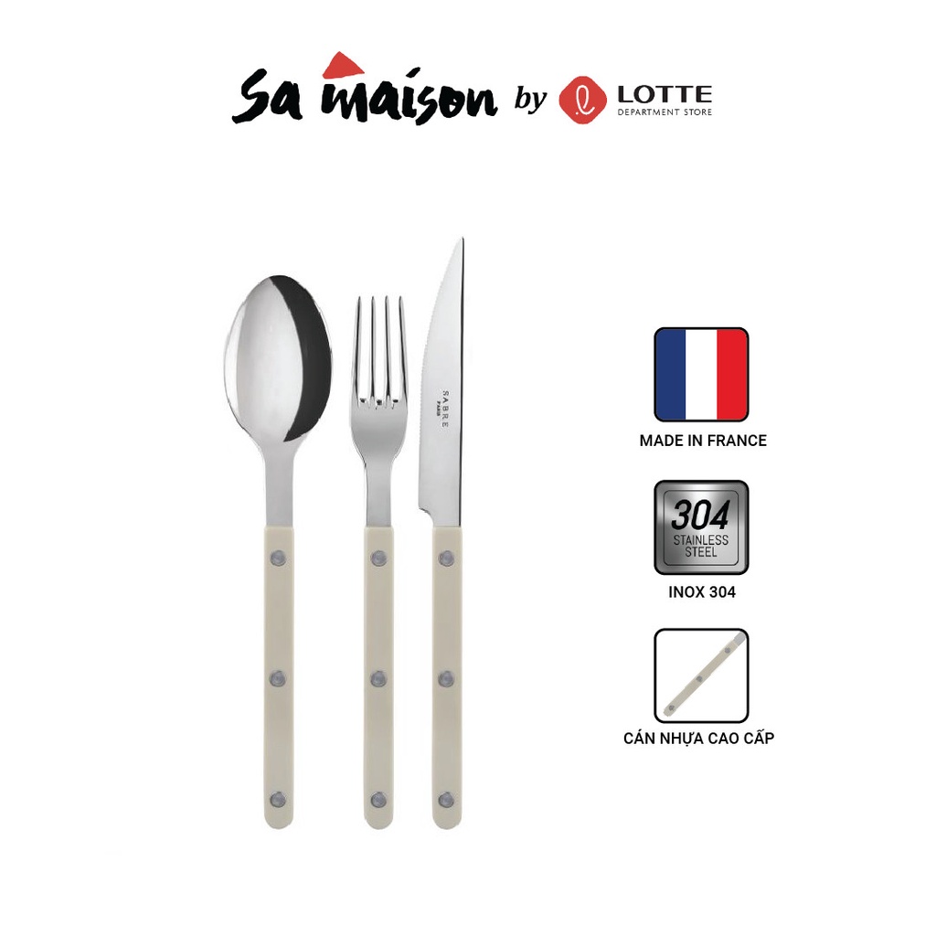 [Bán lẻ] Thìa súp, Dao, Dĩa Sa Maison Sabre - Màu trắng