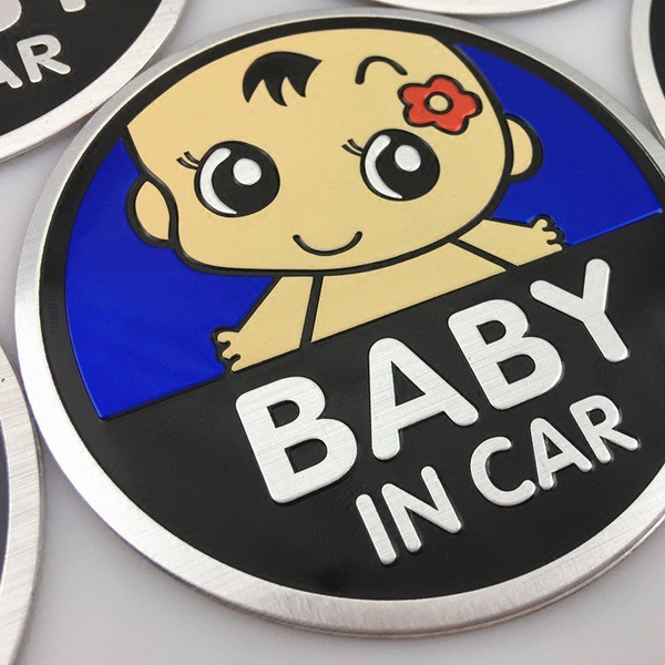 Tem Nhôm Baby In Car Trang Trí Ô Tô dập nổi Cao Cấp