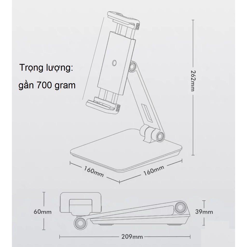 (Cỡ lớn ) Giá kẹp đỡ điện thoại Ipad máy tính bảng cao cấp xoay 360 độ tablet stand nhôm UP AP-7XN | BigBuy360 - bigbuy360.vn