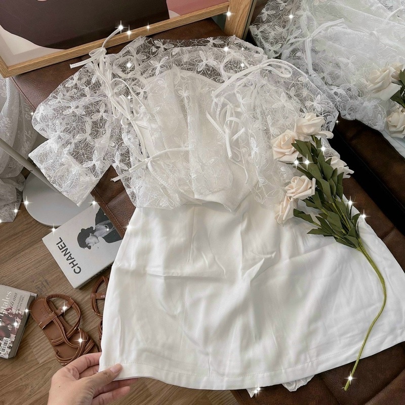 SET ÁO HAI DÂY ÁO REN KÈM CHÂN VÁY