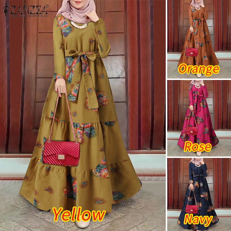 Đầm maxi ZANZEA dài nhiều lớp in họa tiết dành cho nữ