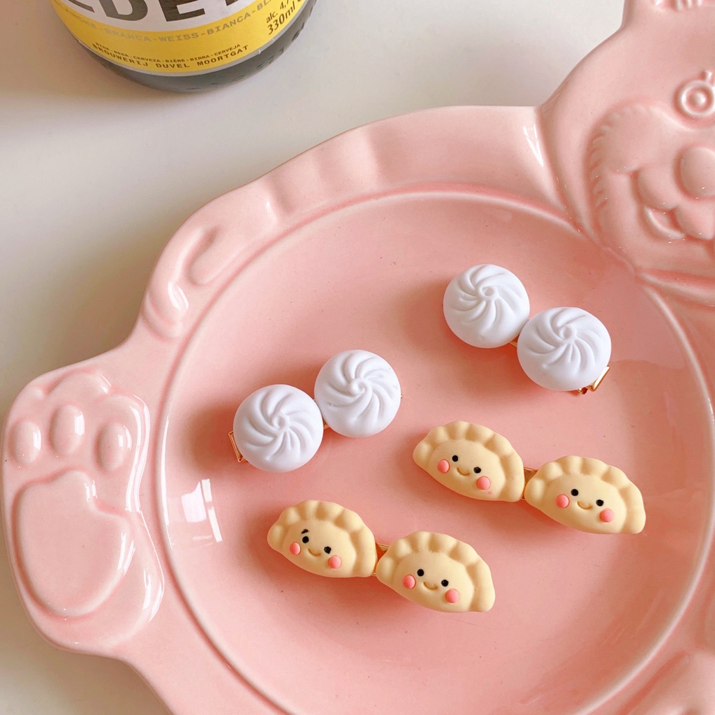 Kẹp Tóc Hình Bánh Bao Mặt Cười Dễ Thương Cho Nữ