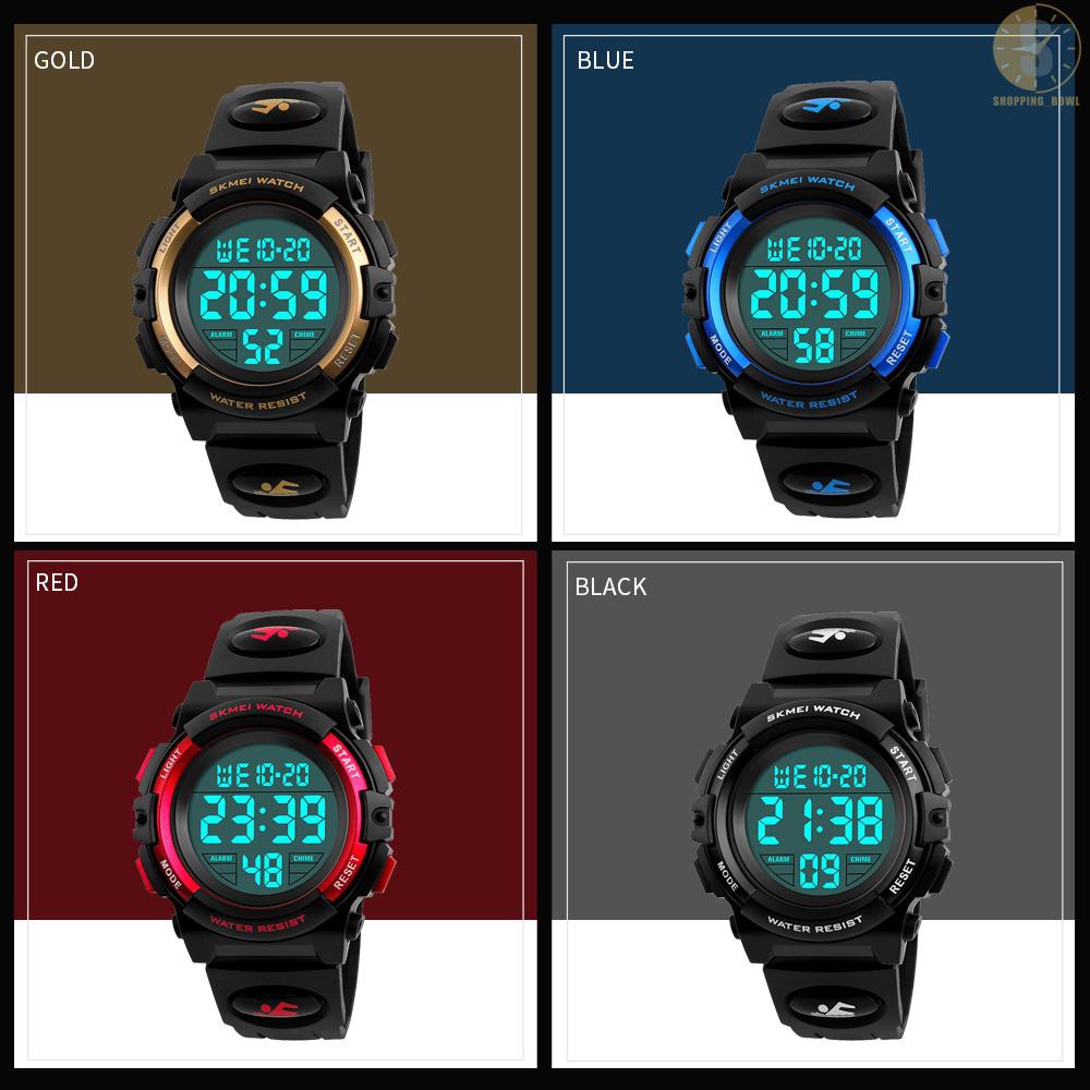 Đồng Hồ Điện Tử Màn Hình Dạ Quang Đa Năng Chống Thấm Nước Kiểu Dáng Thể Thao Cho Bé