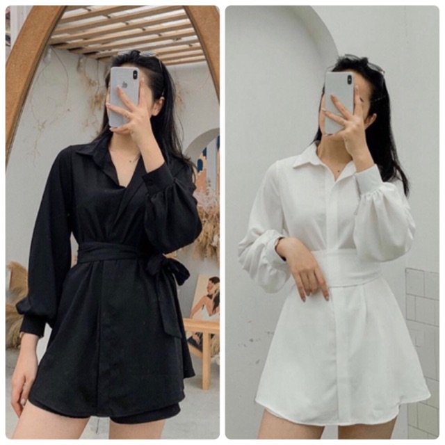 SET ÁO SƠMI CỘT EO KÈM QUẦN SHORT