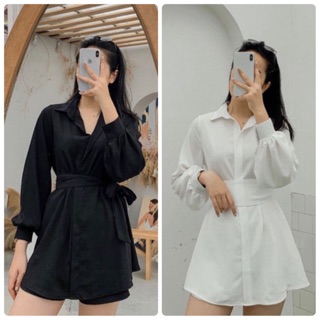 SET ÁO SƠMI CỘT EO KÈM QUẦN SHORT