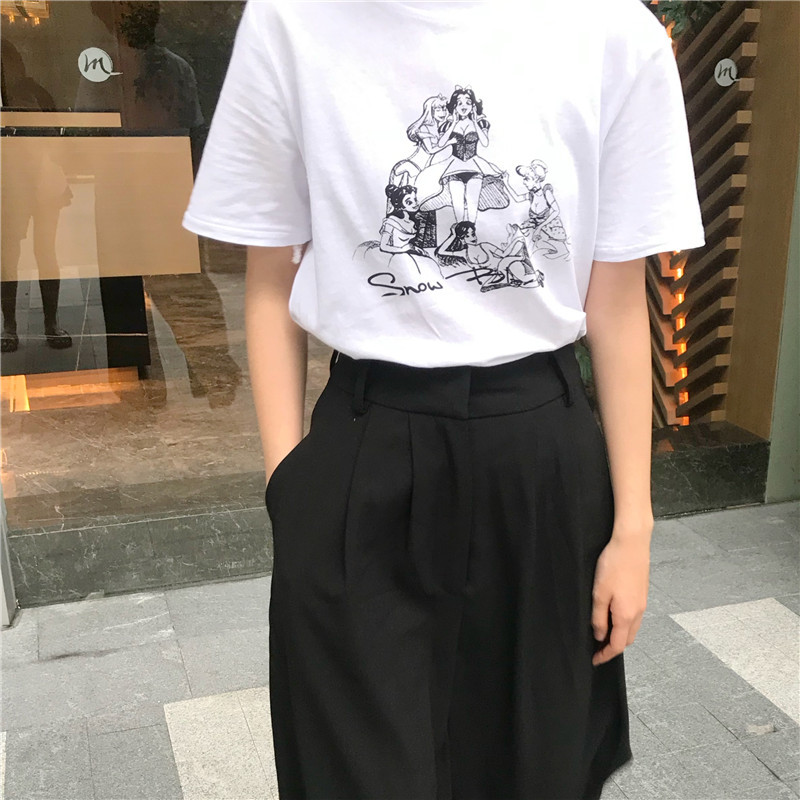 NRVP Áo thun tay ngắn màu trắng thời trang mùa hè 2021 mới cho nữ