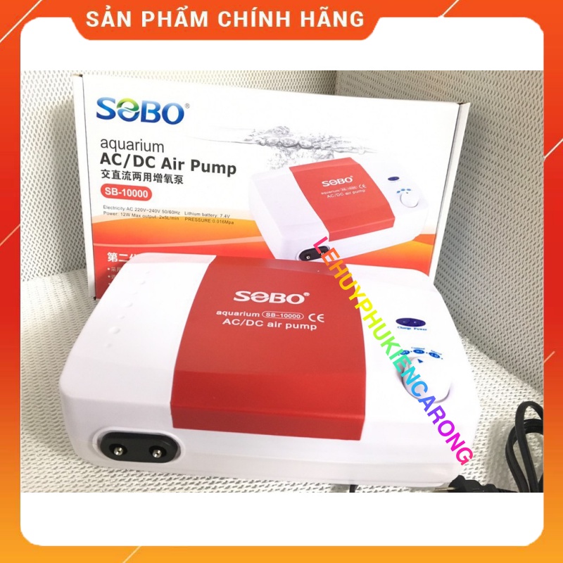 Máy Sủi Oxy Tích Điện Sobo 2 Vòi SB-10000 - Tặng Kèm Phụ Kiện 2 Đầu Sủi Tròn , 2M Dây OXY Công Suất 12W - 2x5 Lít/Phút