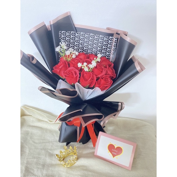 Mẫu hoa 12 bông kèm túi và thiệp