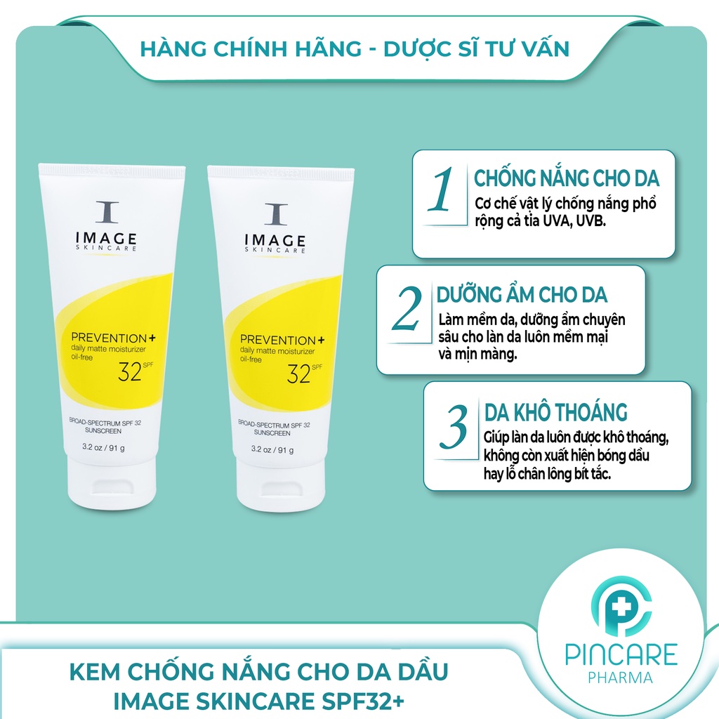 Kem chống nắng vật lý cho da dầu mụn Image Skincare Prevention SPF32+ 91g - Hàng chính hãng - Nhà Thuốc PinCare