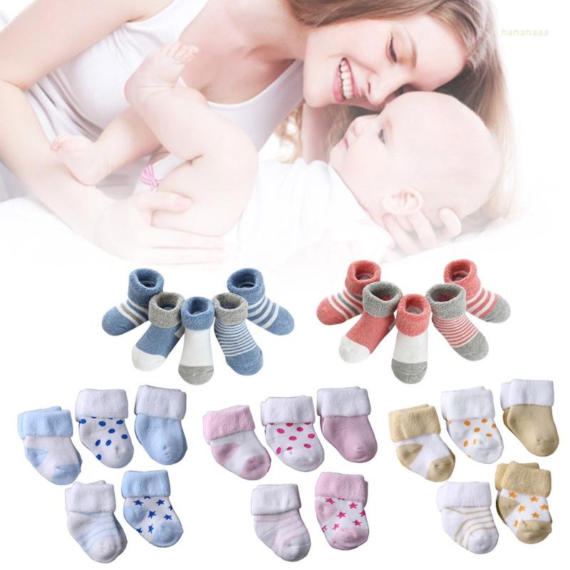 Set 5 đôi tất bằng cotton chất liệu dày giữ ấm cho bé mới tập đi