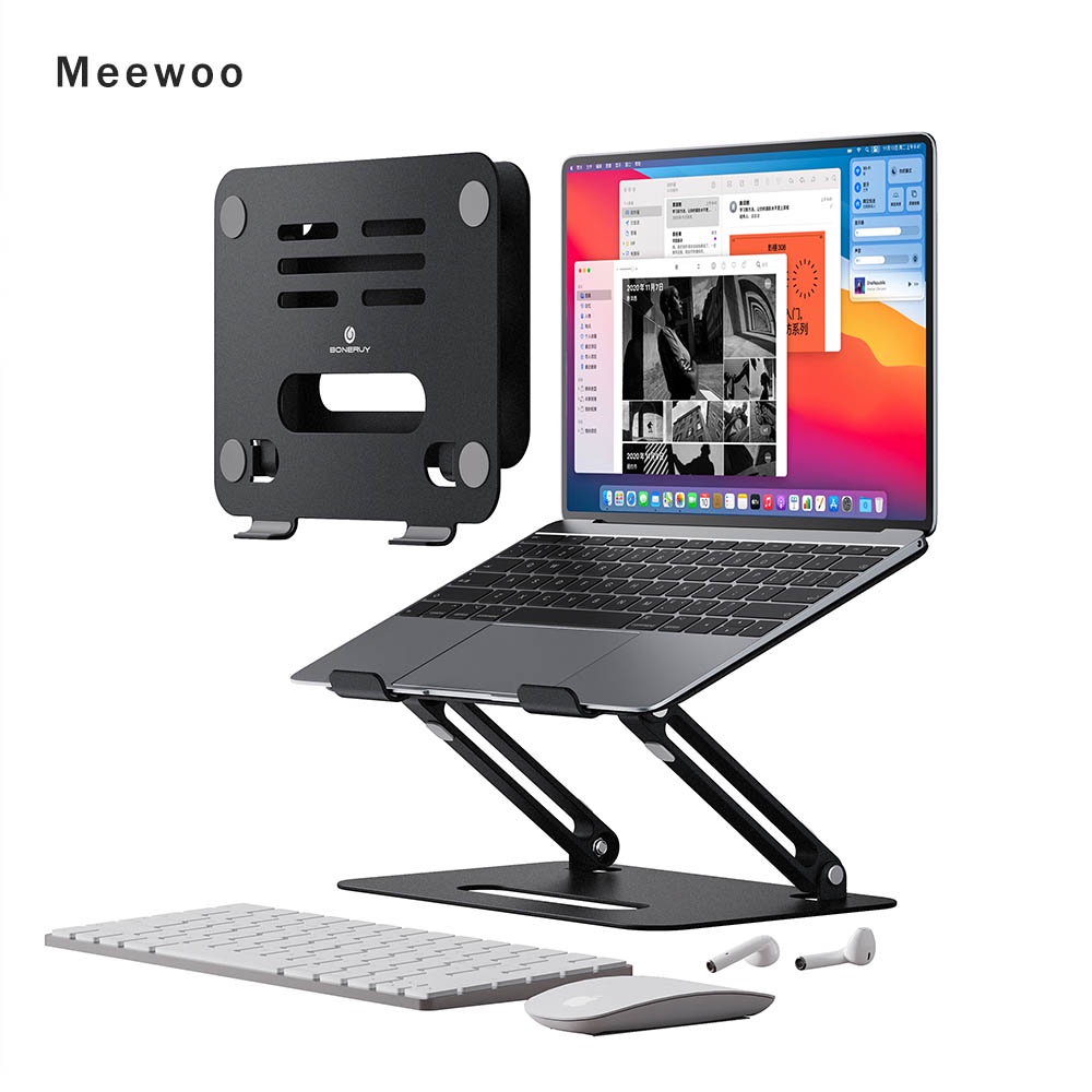 Giá đỡ laptop bằng nhôm có thể gấp gọn và điều chỉnh độ cao thoáng khí tản nhiệt cho laptop macbook 13 - 16 inch