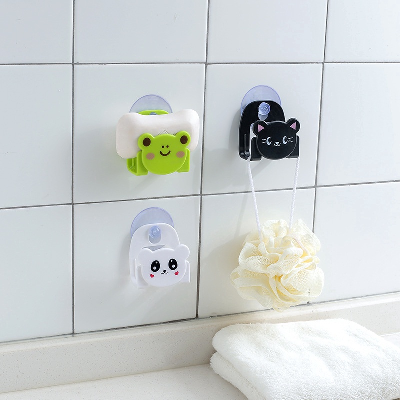[Mới] Giá Treo Khăn / Giá Để Xà Phòng Mini Có Giác Hút Dán Tường Hình Gấu Hoạt Hình Dễ Thương Cho Phòng Tắm / Nhà Bếp
