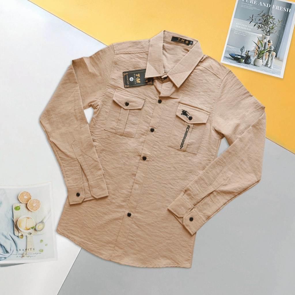 Áo Sơ mi Nam Cổ Bẻ Dài Tay Hai Túi Ngực Chất Đũi Mát Phù Hợp Đi Làm, Đi Chơi Mặc Thoải Mái [NEW UNISEX]