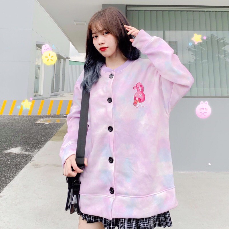 Áo Cardigan Nỉ Bông Tay Dài X-RABIT  Ảnh Thật