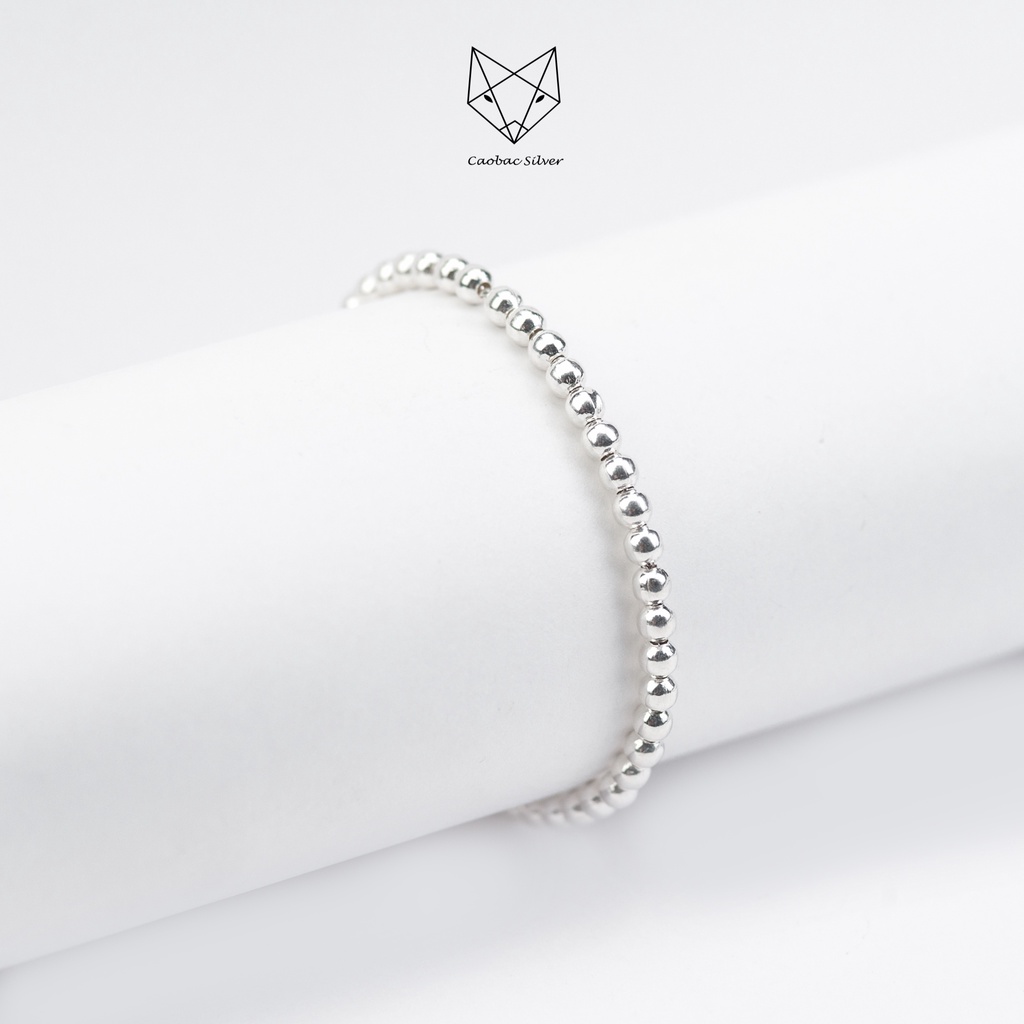 Lắc Tay Bạc Ta Cao Cấp CaoBac Silver Chuỗi Bi Đơn Giản, Cá TÍnh Cho Nữ