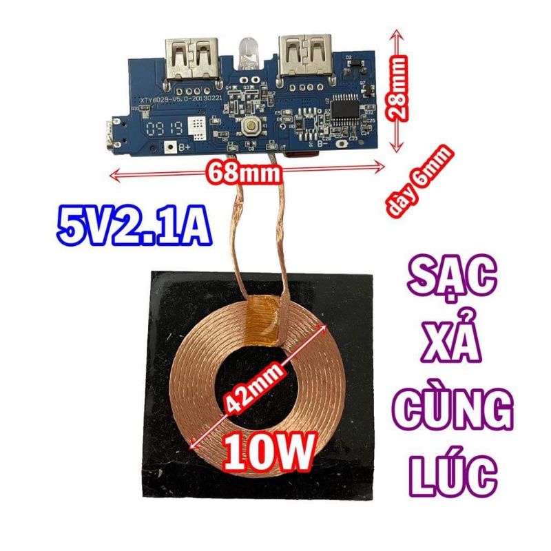 Mạch sạc dự phòng sạc không dây 10W 5V2.1A