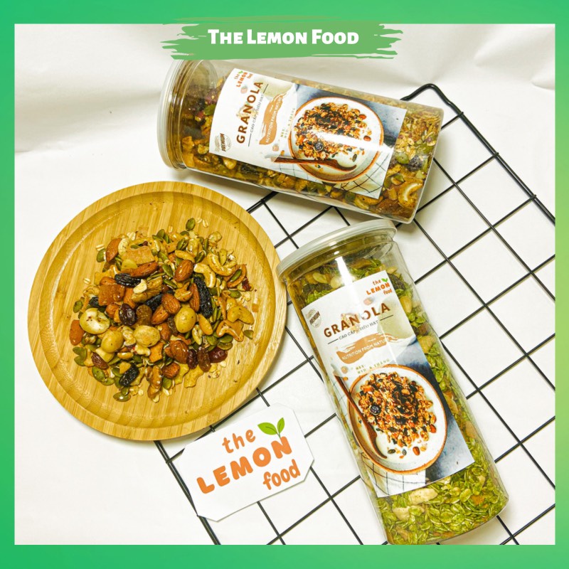 GRANOLA ăn kiêng 250G siêu hạt yến mạch không đường thêm Óc chó đỏ The Lemon Food