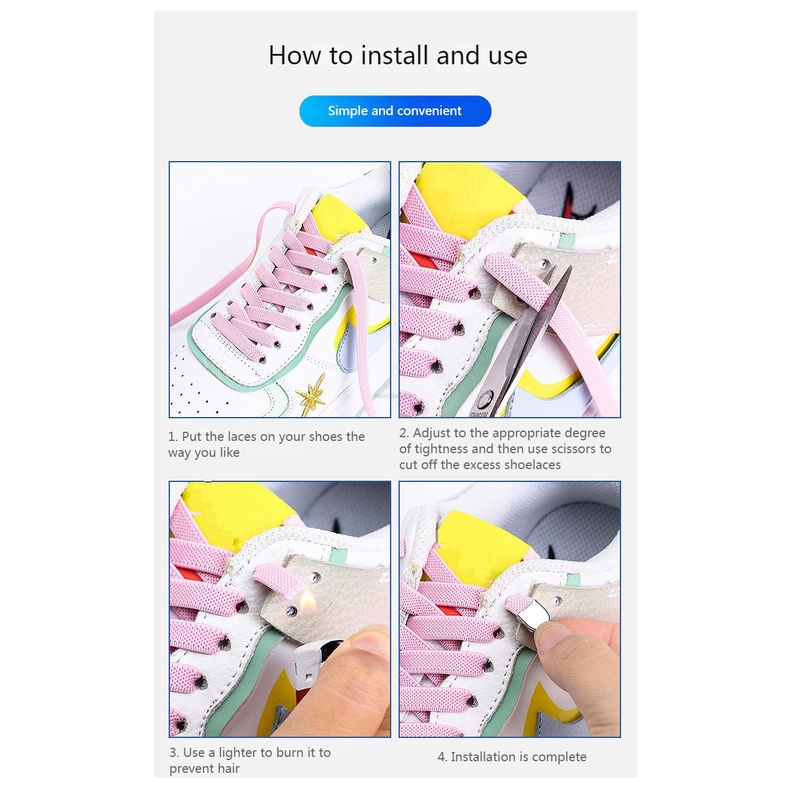 Dây Buộc Giày Không Cần Buộc 8mm Chất Lượng Cao