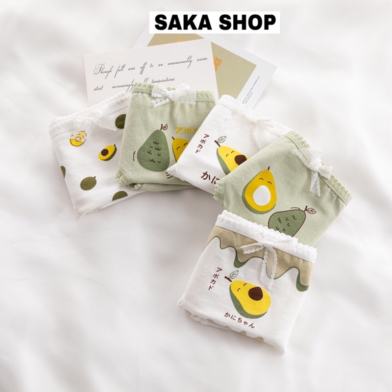 Quần lót nữ cotton hình trái bơ nhiều hoa văn