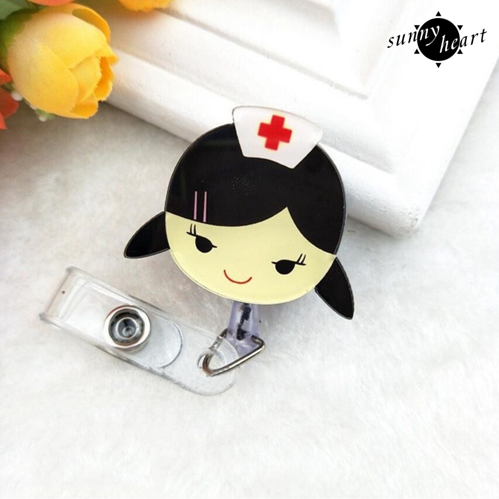 Kẹp Giữ Thẻ Tên ID Dạng Cuộn Gắn Huy Hiệu Họa Tiết Bác Sĩ Y Tá Hoạt Hình