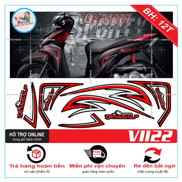 TEM XE VISION 2016 DÁN XE ĐEN -- SHIN DECAL 2