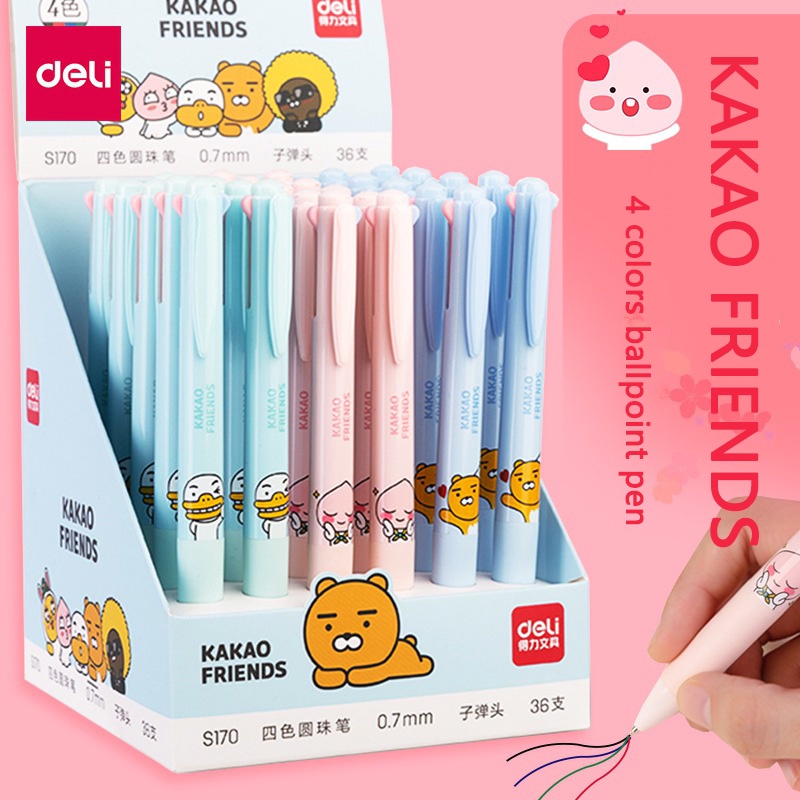 Bộ 3 Bút Bi Nhiều Màu 4 Trong 1 Deli S170 Ngòi 0.7mm