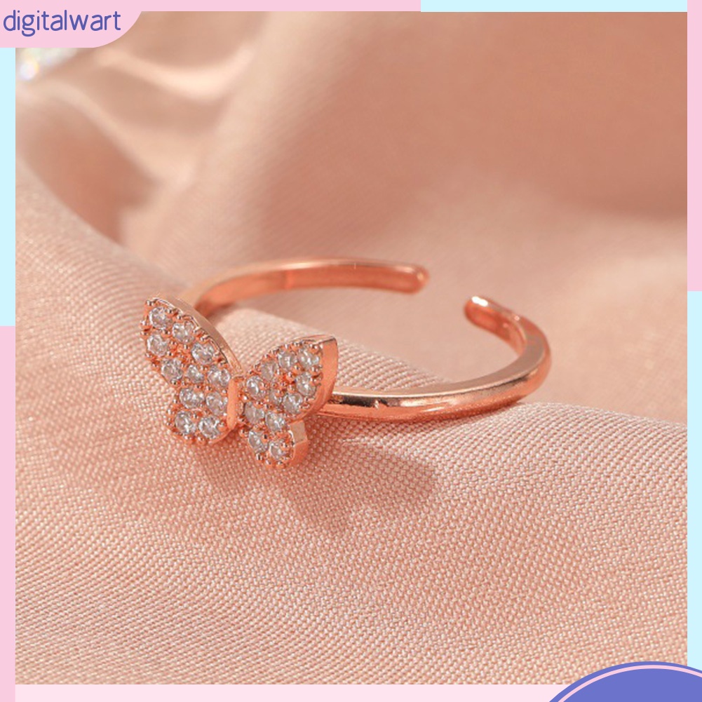 Nhẫn Hợp Kim Hở Hình Bướm Đính Đá Thời Trang Cho Nữ