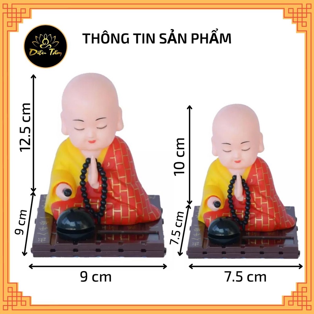 Tượng phật chú tiểu gõ mõ tụng kinh để taplo trang trí xe hơi ô tô