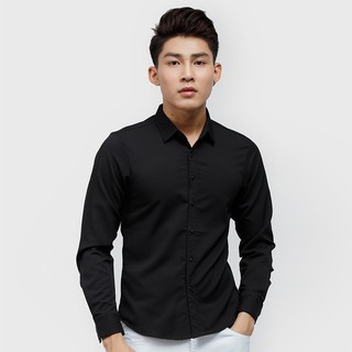 ÁO SƠ MI NAM MÀU ĐEN VẢI LỤA CAO CẤP