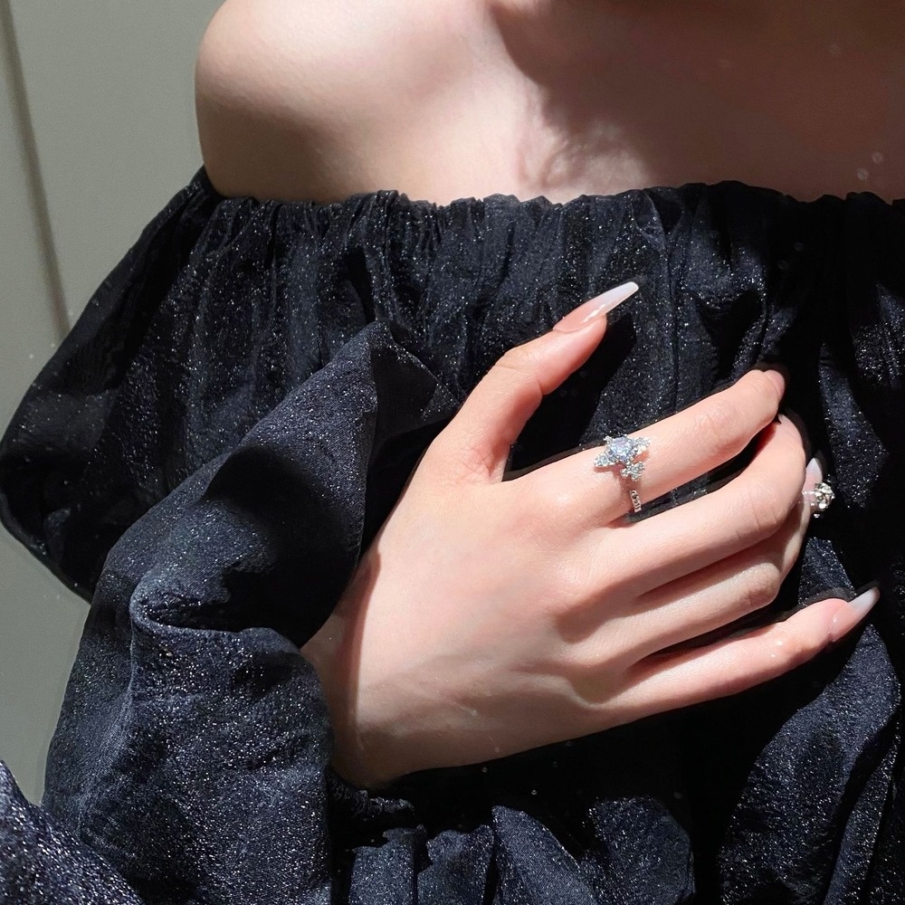 Nhẫn Hở Đính Đá Zircon Hình Hành Tinh Thời Trang Ngọt Ngào