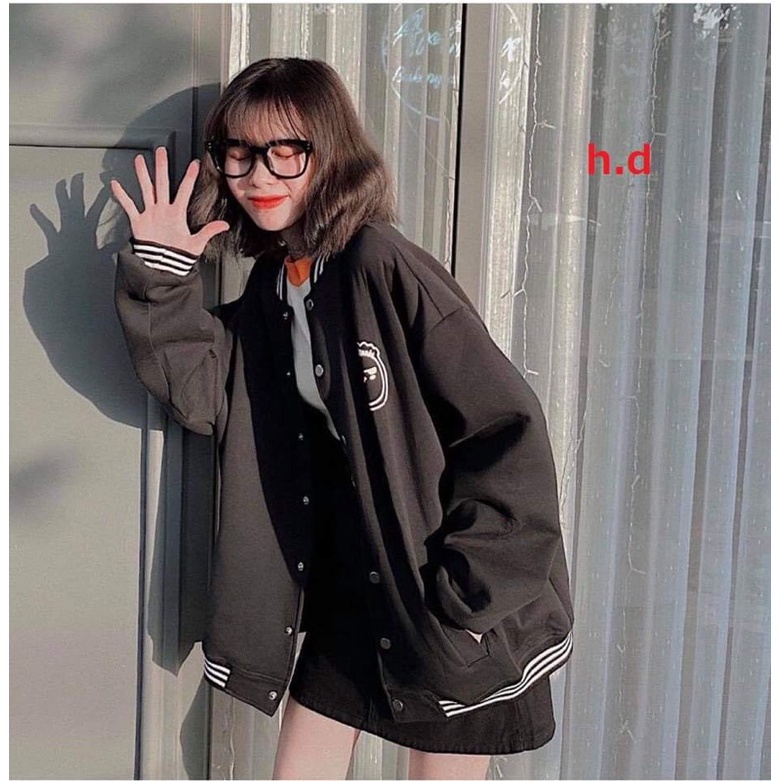 [MÃ UTNA69689 GIẢM 3000]Áo Khoác Bomber Jacket rot tay lo go Mặt người form thụng nam nữ unisex❤ Chất dù form &lt;55kg