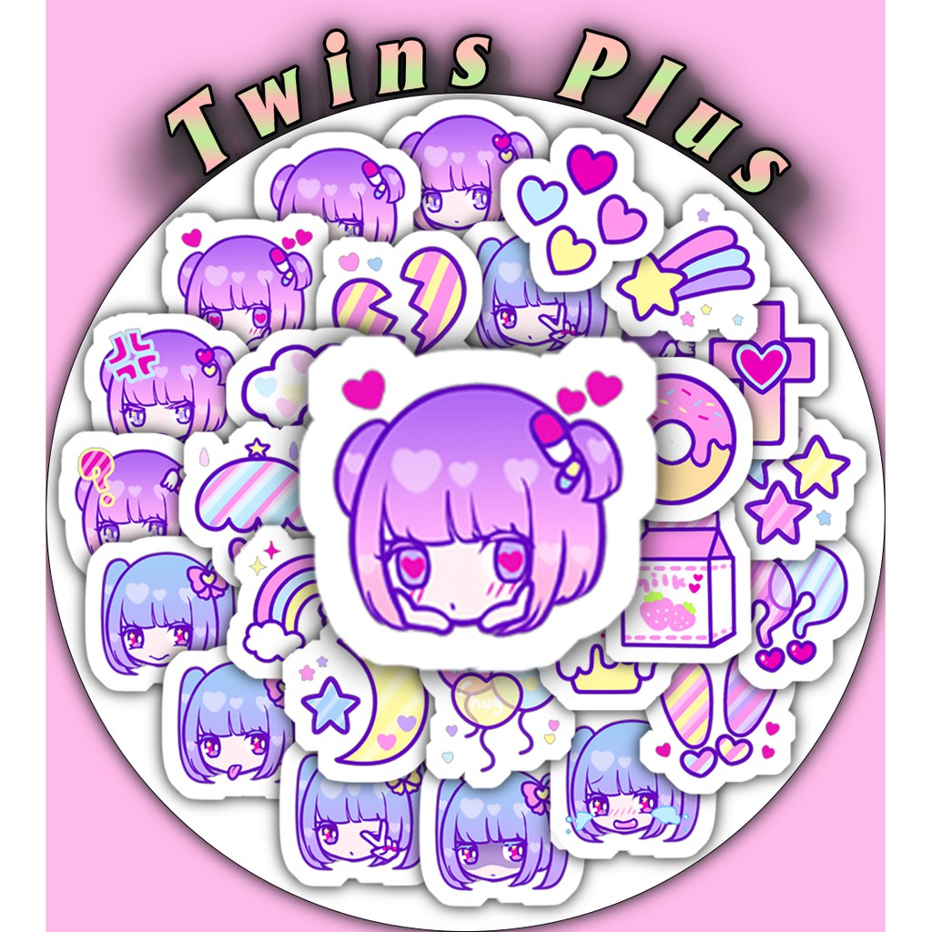 Bộ 25 Sticker YUME KAWAII EMOJI dán trang trí laptop, máy tính bỏ túi, vali, điện thoại, đàn ghita, hộp bút