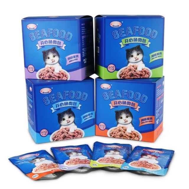 Pate Cho Mèo Seafood Gói 60g Nội Địa Trung Cao Cấp