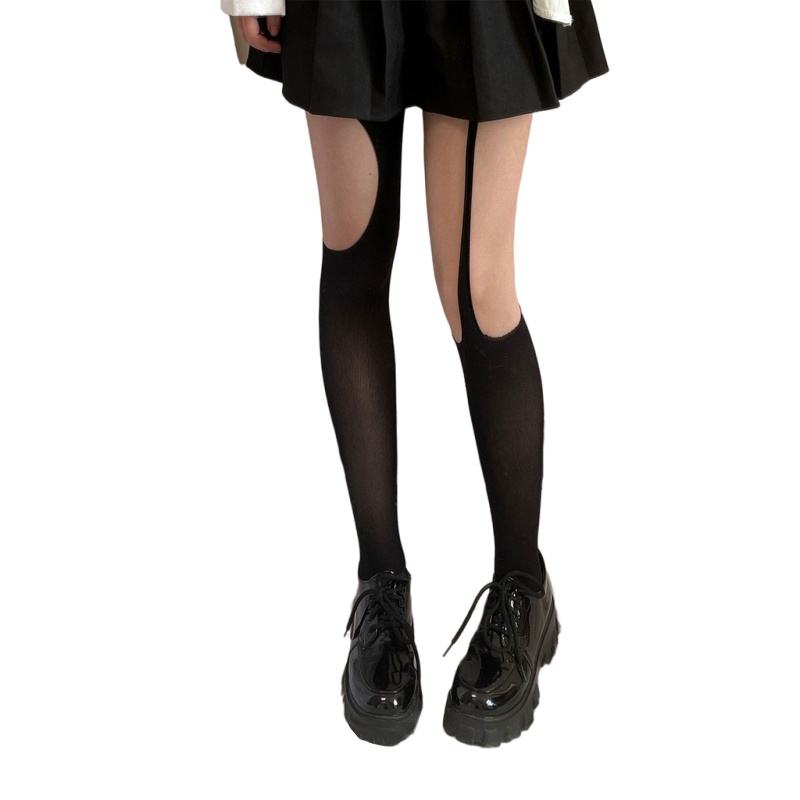Quần Tất Vải Lụa Màu Đen Phong Cách Gothic Punk Gợi Cảm Cho Nữ