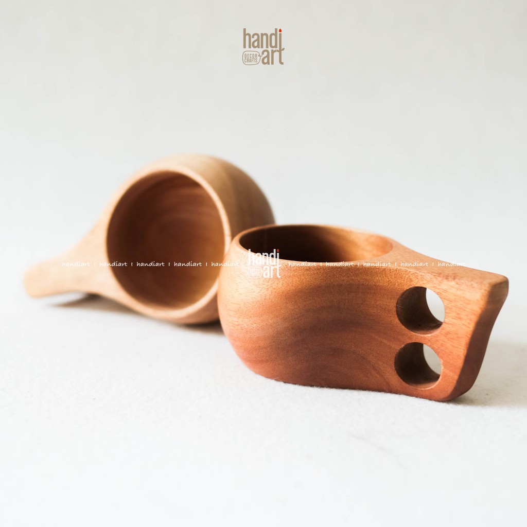 Ly gỗ tay cầm tự nhiên-cóc gỗ decor - wooden cups