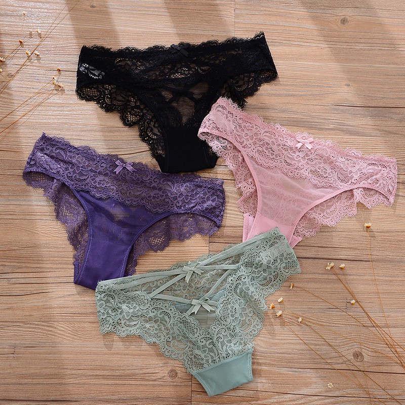 Quần lót ren nữ Pink Play phối dây nơ sexy_NuciFera